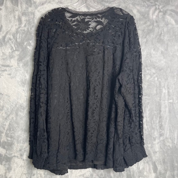 Torrid Stretch Lace Mesh Crew Neck Long Sleeve Top Womens Plus Size 3X Black - Picture 3 of 10